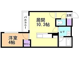 仮)ラ・シュエットプリヴェ 1LDKの間取図画像