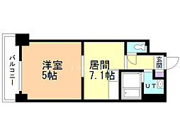 アクアトピア南郷通2 1DKの間取図画像