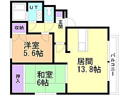 アメニティ東札幌 2LDKの間取図画像
