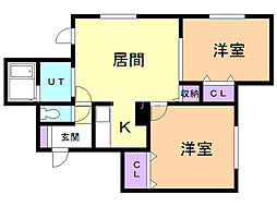 アゼリア札幌東 2LDKの間取図画像