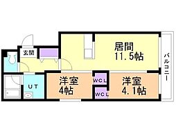 仮)ラ・シュエットプリヴェ 2LDKの間取図画像