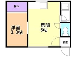 青雲荘 1DKの間取図画像
