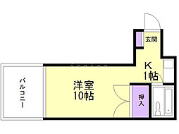 エリズビル 1Kの間取図画像