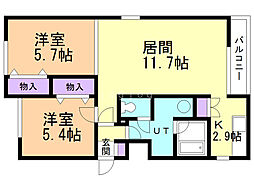 スクーデリア 2LDKの間取図画像