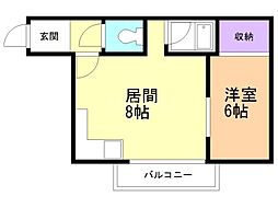 グレイシャス本郷 2階1LDKの間取り