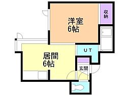 ベルハイム3 1DKの間取図画像
