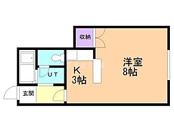 メゾニティーサエキ 1Kの間取図画像