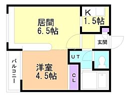 ダイアナ白石ヒルズ1 1LDKの間取図画像