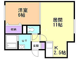 ジュピター白石中央1 1LDKの間取図画像