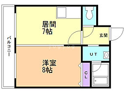 ハイフィールド88 1DKの間取図画像