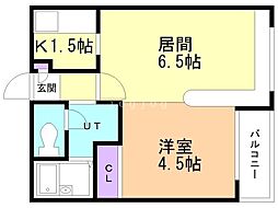 ダイアナ白石ヒルズ1 1DKの間取図画像