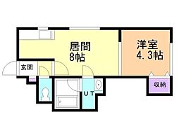 ル・ストゥディオ 3階1LDKの間取り