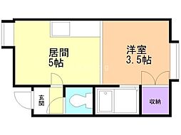 リバーデンス栄通 1DKの間取図画像