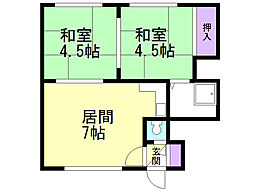 ベルメゾン森 2DKの間取図画像