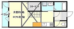 ホットハウス北山2 ワンルームの間取図画像