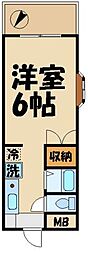 ウオンザハイムA棟 ワンルームの間取図画像