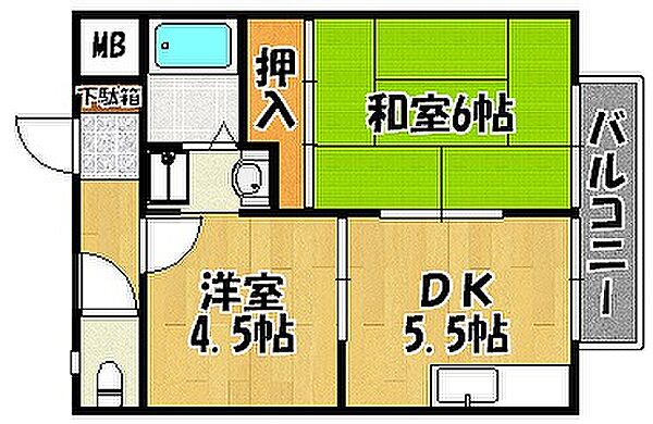 ウィールシルベスタス 103｜兵庫県明石市上ノ丸2丁目(賃貸アパート2DK・1階・38.00㎡)の写真 その2