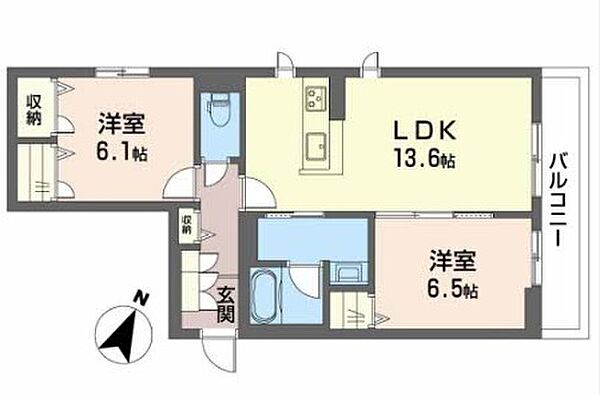 エクセレントガーデンヒルズ B205｜兵庫県神戸市垂水区桃山台2丁目(賃貸アパート2LDK・2階・61.74㎡)の写真 その2