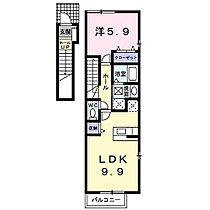 エスターブレB 201 ｜ 兵庫県高砂市中筋4丁目（賃貸アパート1LDK・2階・41.98㎡） その2