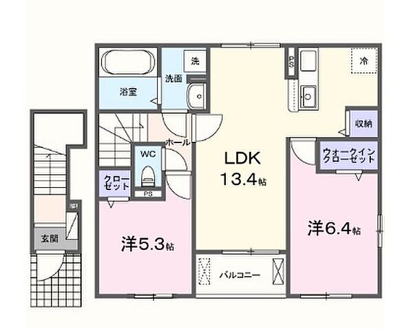 フローリッシュ・メゾン　中野田 203｜兵庫県姫路市飾磨区中野田4丁目(賃貸アパート2LDK・2階・59.16㎡)の写真 その2