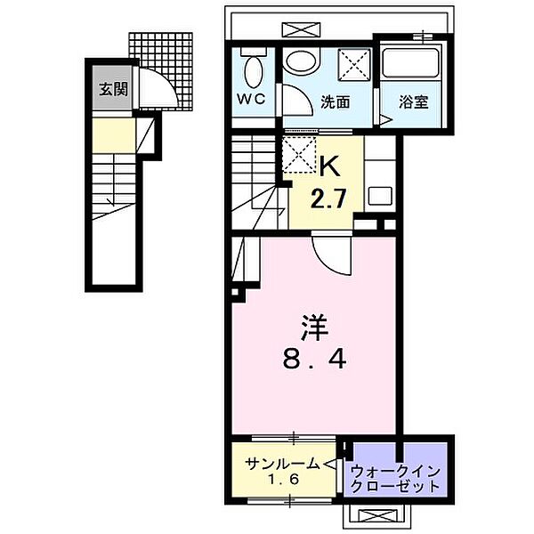 兵庫県姫路市龍野町3丁目(賃貸アパート1K・2階・36.33㎡)の写真 その2