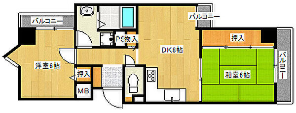 兵庫県神戸市中央区北長狭通7丁目(賃貸マンション2DK・8階・50.27㎡)の写真 その2