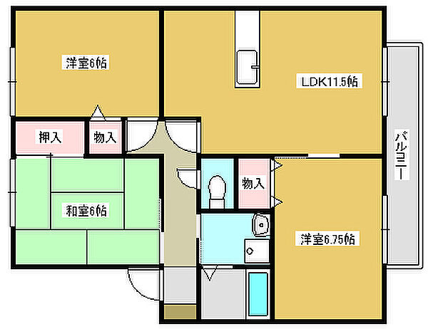 兵庫県小野市黒川町(賃貸アパート3LDK・2階・67.41㎡)の写真 その2