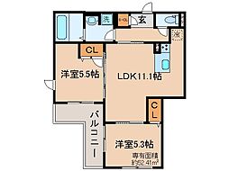 D-ROOM伏見駅前 2LDKの間取図画像