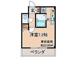 アルブル2 1Kの間取図画像