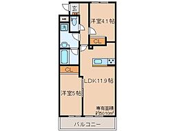 京都地下鉄東西線 醍醐駅 徒歩2分の賃貸アパート 1階2LDKの間取り