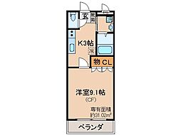 GreenTea2 1Kの間取図画像