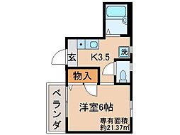 クリーングッド2 1Kの間取図画像