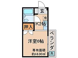 ジュネス21 1Kの間取図画像
