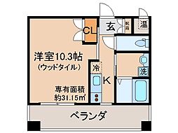 プレジール山科 1Kの間取図画像