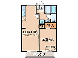 リヴェール桃山弐番館 1LDKの間取図画像