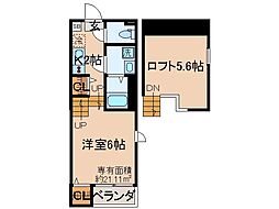 Malva椥辻 1Kの間取図画像