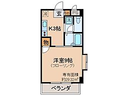 ピュア・クリスタル 1Kの間取図画像