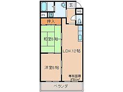 第2長栄マンション 2LDKの間取図画像