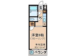 サンシーガル 1Kの間取図画像