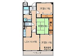 フルール日野 3LDKの間取図画像