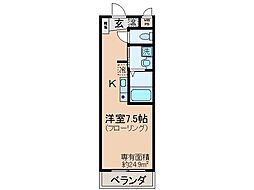 フォレスト.27 ワンルームの間取図画像