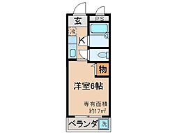 サンシーガル 1Kの間取図画像