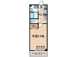 プラス・ド・ソレイユ 1Kの間取図画像
