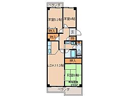 ユニライフ宇治C棟 3LDKの間取図画像