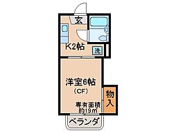 エスポワールコハタA 1Kの間取図画像
