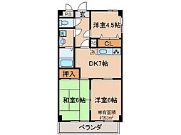 ヒルズシンメイ 3DKの間取図画像