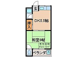 原田マンション 1DKの間取図画像