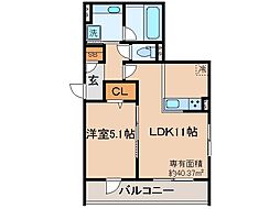 エトワール平安 1LDKの間取図画像