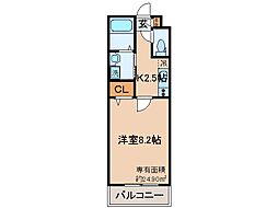 リアン藤森 1Kの間取図画像