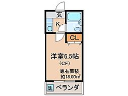 ベルメゾン2番館 1Kの間取図画像